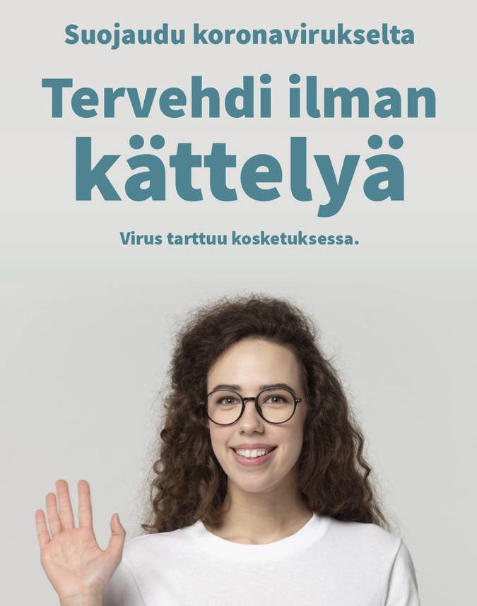 Suojaudu koronaviruksesta, tervehdi ilman kättelyä.