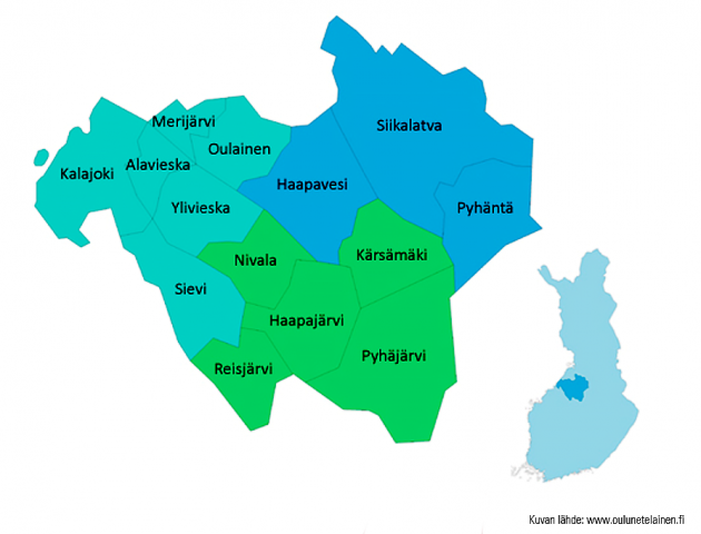 JOki-kirjastojen alueen kartta