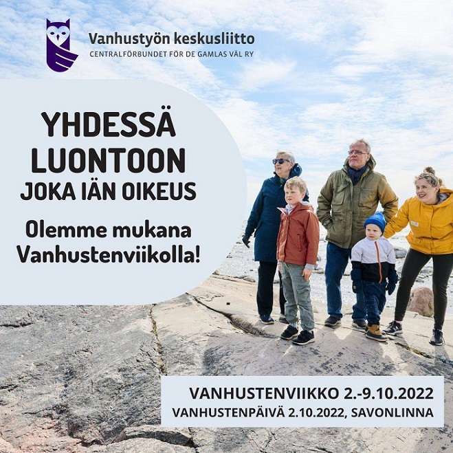 Vanhustenviikon ohjelmaa Ylivieskassa 6.-9.10.2022. Vuoden 2002 teema: Yhdessä luontoon – joka iän oikeus