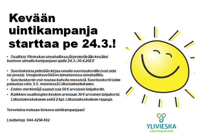 Kevään uintikampanja starttaa pe 24.3.!