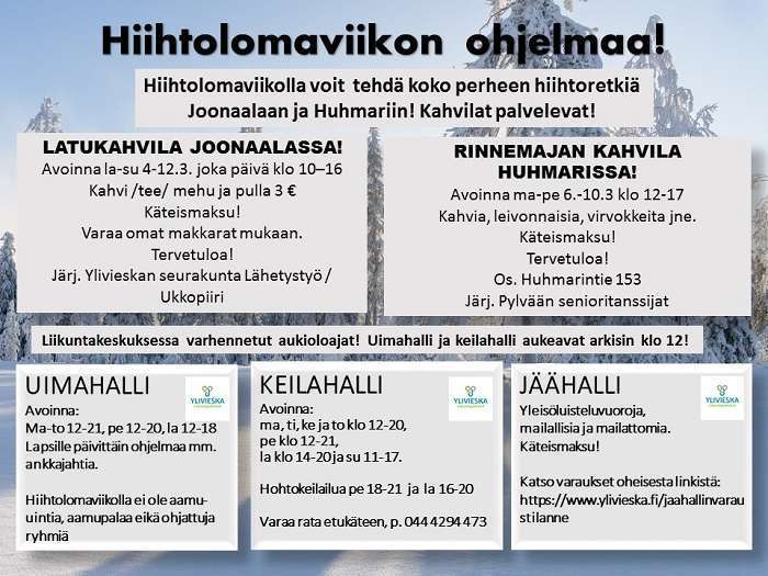 Hiihtolomaviikon ohjelmaa! Liikuntakeskus (uimahalli, keilahalli, jäähalli) - Huhmari - Joonaala
