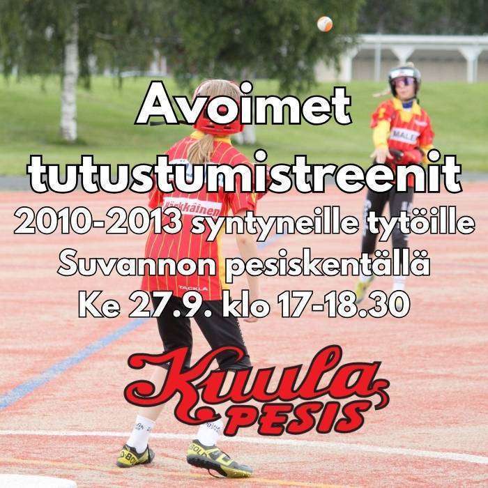 Avoimet pesäpallon tutustumistreenit 2010-2013 syntyneille tytöille