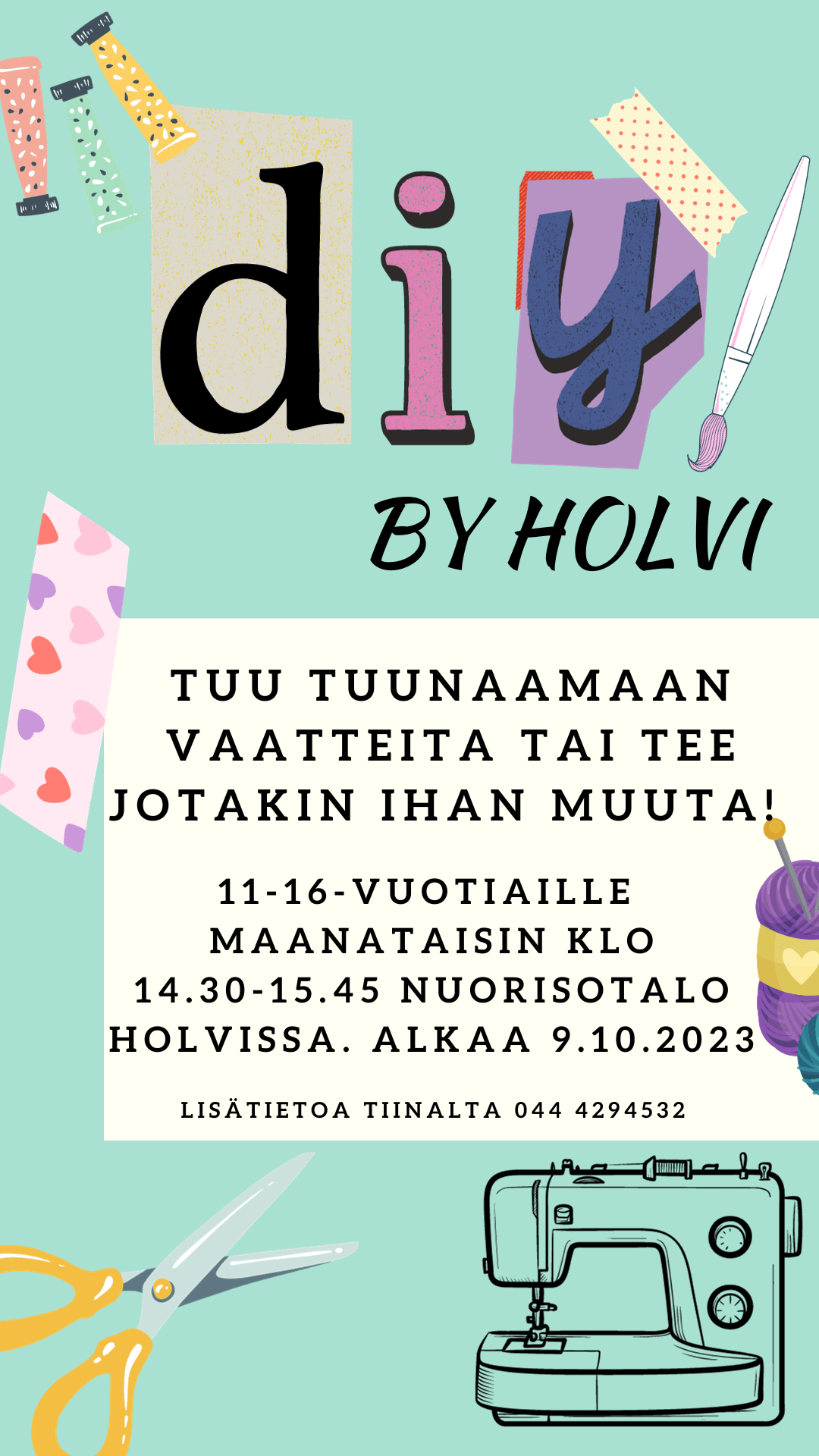 DIY-kerho 11-16-vuotiaille nuorisotalo Holvissa