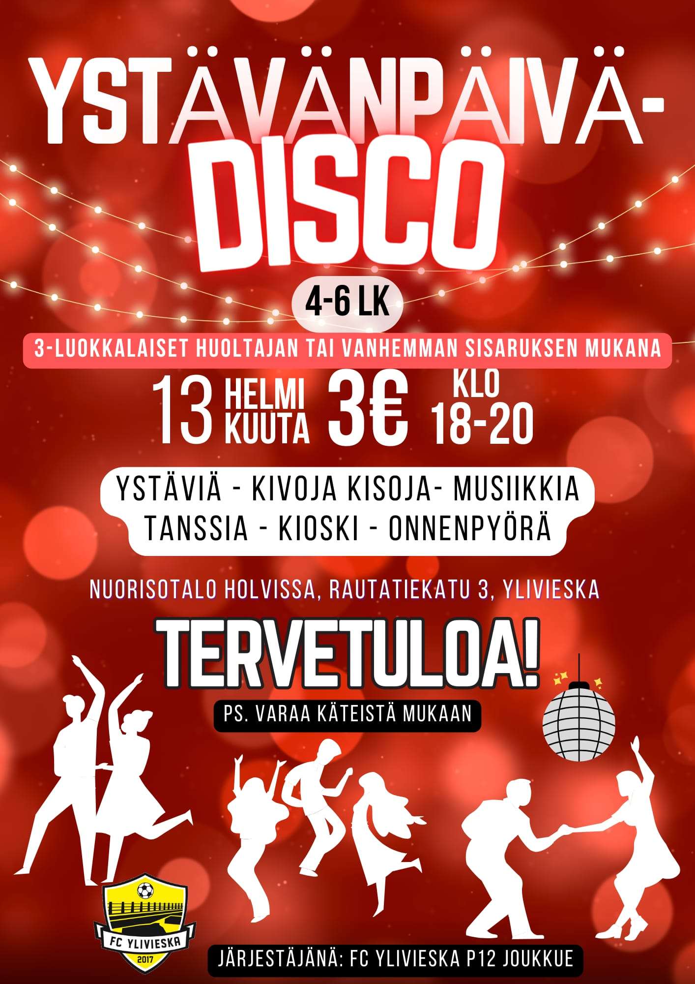 Ystävänpäivädisco 4.-6.-luokkalaisille 13. helmikuuta