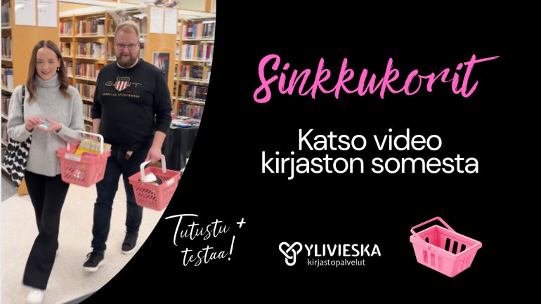 Sinkkukorit ja asiakkaita kirjastossa