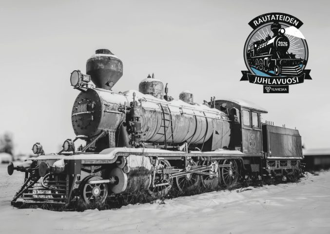 Ylivieska rautatie juhlavuoden postikortti Jumbo höyryveturi