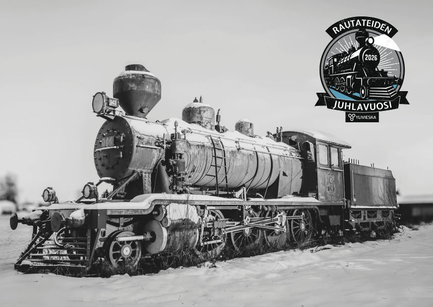 Ylivieska rautatie juhlavuoden postikortti Jumbo höyryveturi