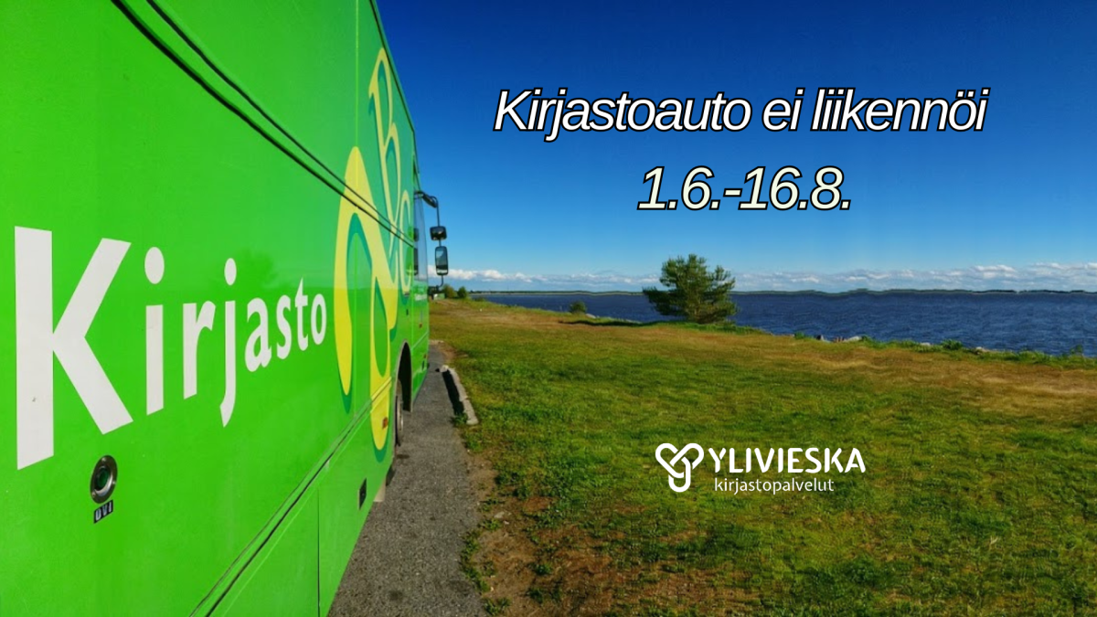 Ylivieskan vihreä kirjastoauto veden äärellä