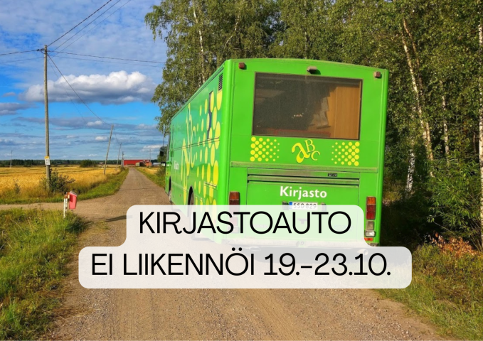 Kirjastoauto pysäköitynä pienellä tiellä